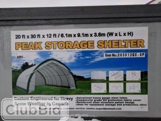 Unused 20'x30'x12' Peak Ceiling Storage Shelter