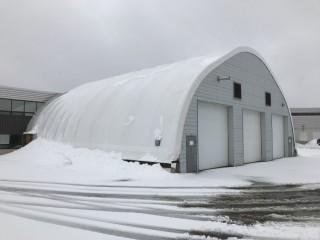 70' X 65' Insulated Tent w/ (3) Roll-Up Doors, Lighting, Infrared Heating, etc.