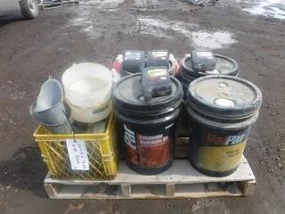 Lot of Assorted Oils, Antifreeze and funels