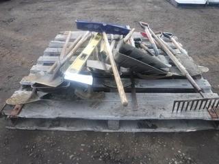 Pallet of Assorted Shovels & (1) Rake