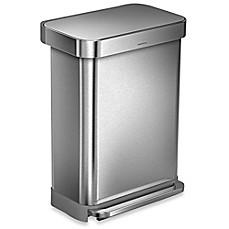 SIMPLEHUMAN(R) 55-LITER RECTANGULARSTEP TRASH CAN WITH LINER POCKET IN BRUSHED STAINLESS STEEL      