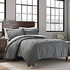 GARMENT WASHED SOLID 3-PIECE MINI FULL/QUEEN COMFORTER SET IN GREY                                  
