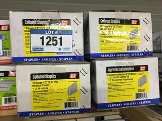 Pallet of (20)Cases 16 Gauge 1/2" Med Crown x 1" Leg Collated Staples (10000Pcs/Case)