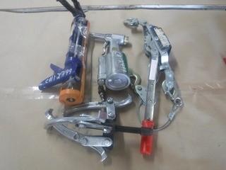 Lot of (2) Caulking Guns, Come-Along, 8" Puller, Etc.