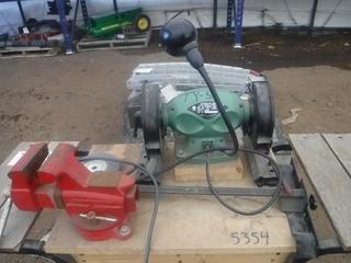 General International Bench Grinder/Vise on Rolling Cart