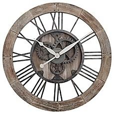 FIRSTIME(R) RUSTIC GEARS WALL CLOCK IN NATURAL WOOD                                                 