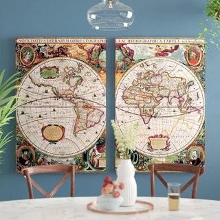 World Menagerie World Map 2 Piece Framed Graphic Art on Wrapped Canvas Set (WDMG1007_15740844)