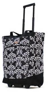 Olympia Fashion Rolling Shopper Tote - Damask Black, 2300 cu. in.