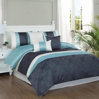 Studio 17 7pc Bed Set - YMZ006297 - Full/Queen - Grey - Teal - Cream