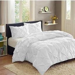 Sweet Home Collection - 3pc Duvet Set - Pinch Pleat - King - White 