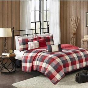 Madison Park - 6pc Comforter Set - King - Red/Blk -  MP13-4675