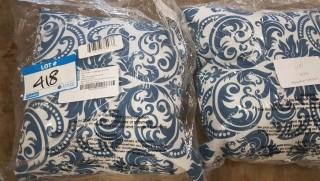 Lot (2 pcs) 16" x 16" Broadcloth Blue & White Throw pillow - ED-BP2KD-1616-PMA