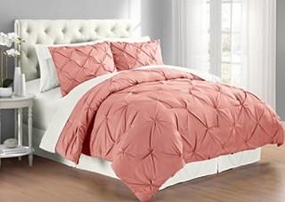 Swift Home - 3pc Comforter Set - Queen - Pin tuck - Coral - 108620-FQ