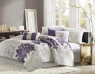 Madison park - Comforter Set - MP10-258 - Grey /Purple Floral 