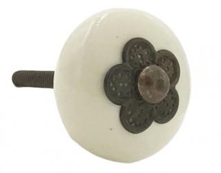 Lot (6 pcs) Shabby Restore Myosotis Ceramic Round Knob (SQBR1214)