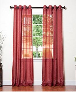 Best Home Fashion - Sheers - 52" x 84" - Red - 2 panels 