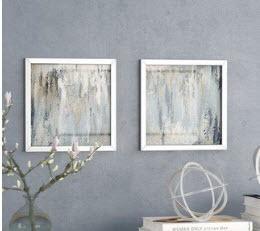 Ivy Bronx 'Blue Illusion Square I' 2 Piece Framed Print Set on Glass (IVBX1261)