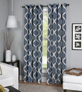 Lot (2pcs) Red Barrel Studio Muriel Luna Single Curtain Panel - 52" x 84" - Blue/Cream (RDBL5343_21383459_21383461)