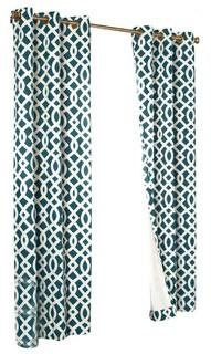 Brayden Studio Aries Geometric Room Darkening Thermal Grommet Curtain Panels - Teal - 52" x 96" (BRSD4496_15867382_15867386)