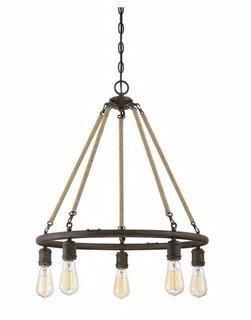 Meridian Rustic Rusty Nail Finish Metal 5-light Chandelier  M10012RN