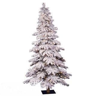 The Holiday Aisle Flocked Spruce Alpine 4' White Artificial Christmas Tree with 150 Clear Lights (HLDY7814)