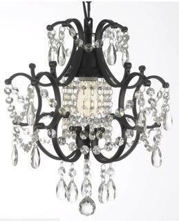 Astoria Grand Alvan Wrought Iron 1-Light Crystal Chandelier - Black(ATGD4844)