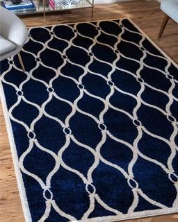 Unique Loom - Trellis Collection - A026a - 3' x 5' - Navy bone 