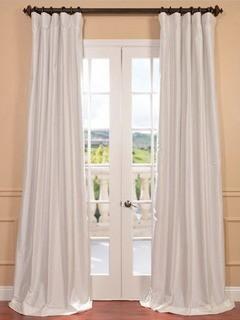 Lot ( 2) Exclusive Fabrics - Pole Pocket Faux silk Taffeta Blackout curtain - 50" x 120" - Cream - PTCH-BO130907-120