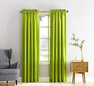 Lot 2 Panels - Sun Zero Groton Solid Room Darkening Rod Pocket Single Curtain Panel - Lime Green - 54 63 LIM GRA-PT(SUNZ1003_12806761_12806767)