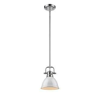 Beachcrest Home Bodalla 1-Light Bowl Metal Mini Pendant - Pewter w/White Shade(BCHH4902_21904289_21904288)