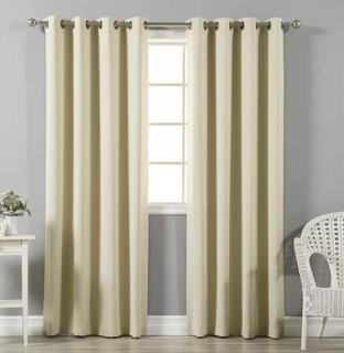 Best Home Fashion, Inc. Solid Blackout Thermal Grommet Curtain Panels Beige - 52" x 63" (BEHF1414_18129519_18129518)