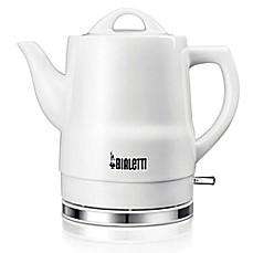 BIALETTI(R) CORDLESS 6-CUP CERAMIC ELECTRIC KETTLE IN WHITE                                         