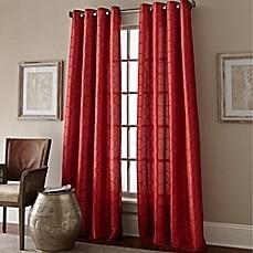 MANHATTAN 84-INCH GROMMET TOP EMBROIDERED WINDOW CURTAIN PANEL IN RED                               