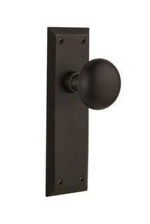 Lot 3 - Nostalgic Warehouse New York Passage Door Knob with New York Plate - Rubbed Bronze (NSTA1333_15385701)