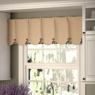 August Grove Addie Burlap Scalloped Curtain Valance 16" x 60" (ATGR7892_19693129_19693132)