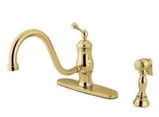 KINGSTON BRASS KS1572BLBS HERITAGE SINGLE HANDLE 8? CENTERSET KITCHEN FAUCET WITH SPRAYER  - Brushed Brass