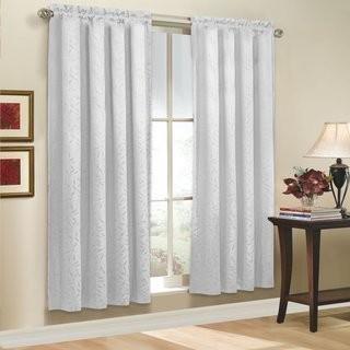 Sweet Home Collection Jacquard Nature/Floral Semi-Sheer Rod Pocket Single Curtain Panel - White - 63" Length  (SWET2584_20641450_20647490)