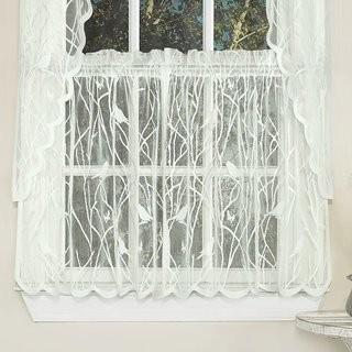 Sweet Home Collection Knit Lace Song Bird Motif Tier Curtain - 56" x 24 - White(SWET2137_18690562_18690565)