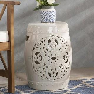 Three Posts Nagle Flora Garden Stool - Cream (TRPT1914_23236937)