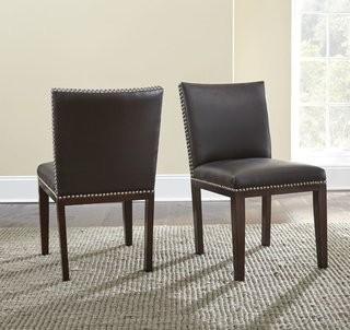 Red Barrel Studio Genuine Leather Upholstered Dining Chair - Set of 2 (RDBA1663_24824579)