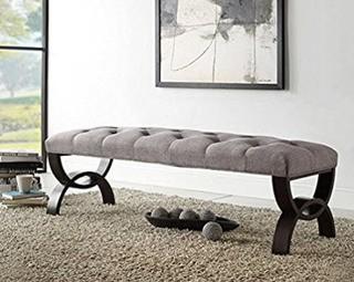 Weston Home Bentwood Leg Bench - Gray Linen - 48 In. - E348C240W(3A)