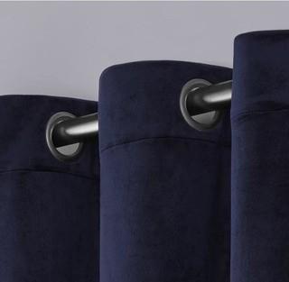 House of Hampton Rossum Solid Room Darkening Grommet Curtain Panels - Navy (HOHM6885_23209852_23209848)