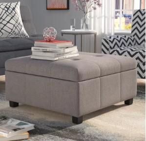 Latitude Run Ernestine Storage Ottoman - Dk Grey (LATR4442_19309674)