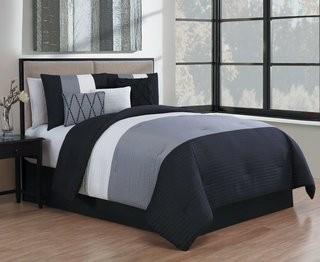 Winston Porter Equipoise 7 Piece Comforter Set - Twin - Striped - Blk Blue (WNSP6612_27098793)