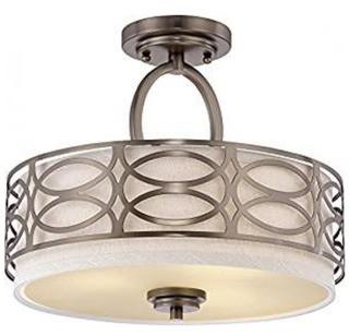 Nuvo Lighting - 60-4729 - Semi Flush Drum - Hazel Bronze - Khaki Fabric Shade