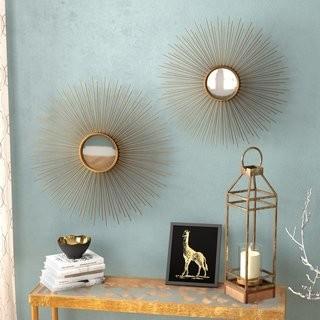 Willa Arlo Interiors Melora Sunburst Round Metal Wall Mirror (WRLO7228)