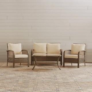 Beachcrest Home Niceville 4 Piece Deep Seating Group with Sand Color Cushion (SEHO1369)