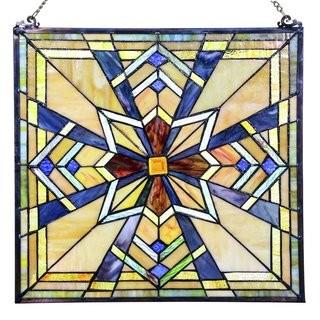 River of Goods Northern Star Tiffany Style Stained Glass Window Panel (RVRG1287)