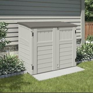 Suncast Utility 4.29 ft. W x 2.63 ft. D Plastic Horizontal Garbage Shed (XA1612)