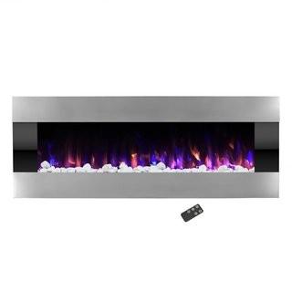 Orren Ellis Quesinberry Stainless Steel Wall Mounted Electric Fireplace (ORNE7617)